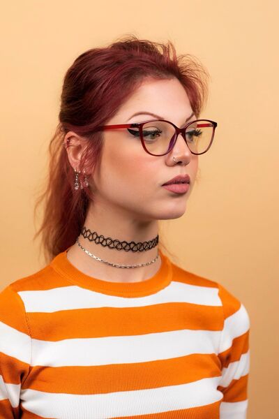 By Donetto Vixen Women's Blue Cateye Computer Screen Glasses - Light Protection