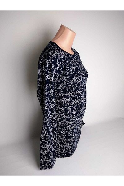 YAŞAR TRİKO Tricou de vară din viscoză bleumarin - decolteu, mâneci lungi și detalii cu fante