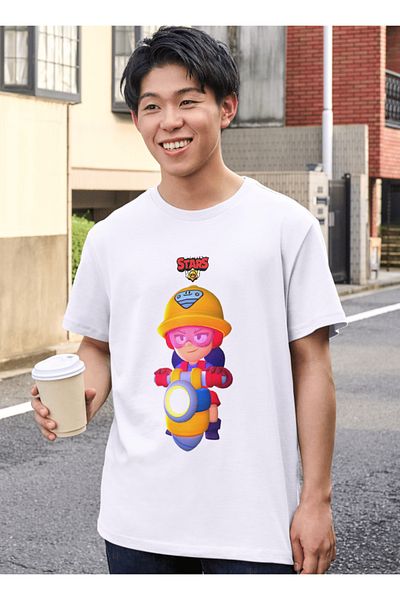 YAPO TİCARET Brawl Stars Jacky Unisex Kids and Adults White T-Shirt