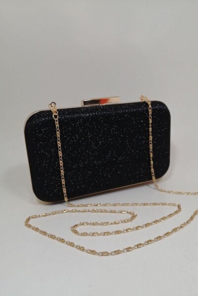 PARKTAN Siyah Simli Abiye Clutch Portföy Çanta