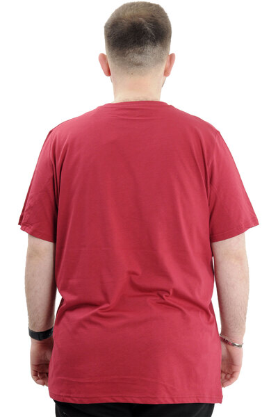 ModeXL Ανδρικό μπλουζάκι με στάμπα με λαιμόκοψη - Mode XL, Plus Size, Claret Red REFILL U24044