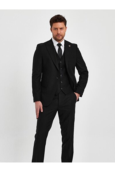Terziayhan Terzi Ayhan full siyah set 5 düğmeli yelek slimfit takım elbise