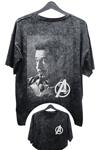 Fuddy Moda Iron Man Štampano Unisex Oversize kroj T-Shirt - Avengers Vintage ...