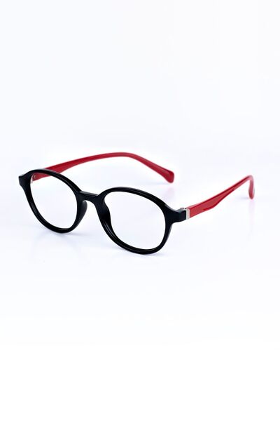 By Donetto 1-5 Years Unisex Black Children's Glasses - Red Handle Detailed, C...
