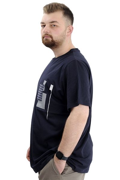 ModeXL Ανδρικό μπλουζάκι με λαιμόκοψη Navy Blue Mode XL Large Size - GARNILI U24045