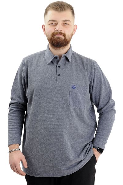 ModeXL Ανδρικό φούτερ - Mode XL, Polo Neck, Μακρύ μανίκι, WAFFLE 23449, Ανοιχτό Navy