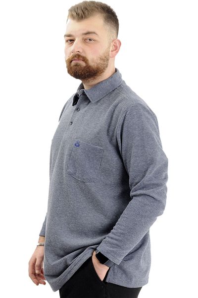 ModeXL Ανδρικό φούτερ - Mode XL, Polo Neck, Μακρύ μανίκι, WAFFLE 23449, Ανοιχτό Navy