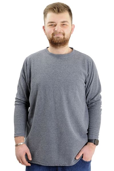 ModeXL Ανδρικό φούτερ - Mode XL, Crew λαιμόκοψη, μακρυμάνικο, WAFFLE 23460 Navy
