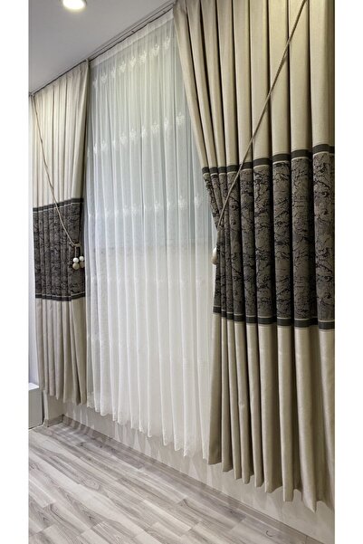 Fon Dünyası Panel Background Curtain Bitter Brown Beige (Single Wing)