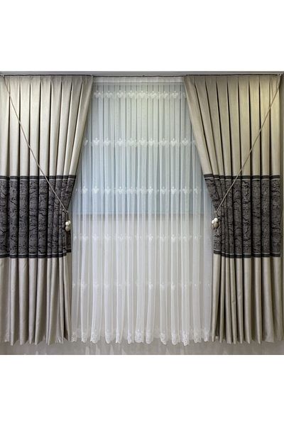 Fon Dünyası Panel Background Curtain Bitter Brown Beige (Single Wing)