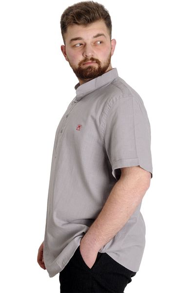 ModeXL Ανδρικό κοντομάνικο γιακά Judge - Mode XL Plus Size, ανοιχτό γκρι 20387