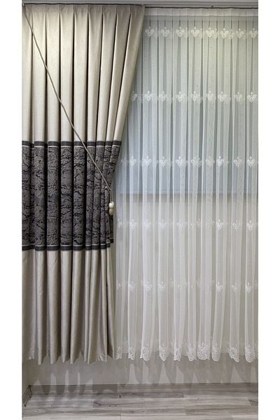 Fon Dünyası Panel Background Curtain Bitter Brown Beige (Single Wing)