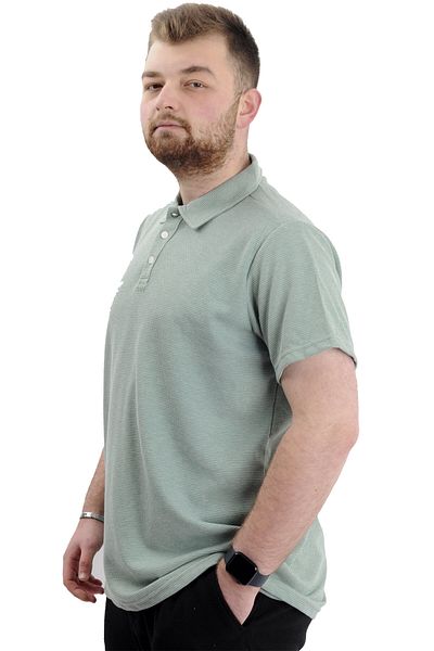 ModeXL Ανδρικό μπλουζάκι με λαιμόκοψη πόλο - MAN WAFFLE 23461, μεγάλο μέγεθος, Çağla