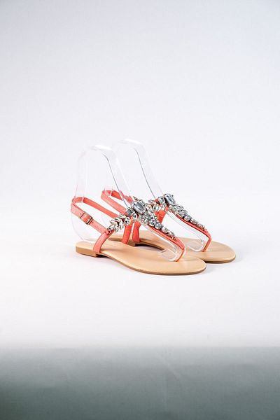Oblavion Lavion New Season Genuine Leather Coral Daily Row Stone Women's Sandals
