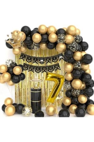 Bkmc Birthday Set with King Crown and Age Balloons, Chain and Good Ki New Style