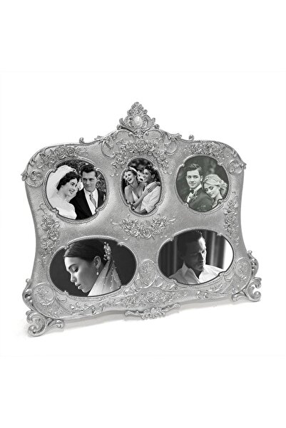 Nobbystar 5'li Gümüş Simli Kantri Dekoratif Fotoğraf Çerçevesi