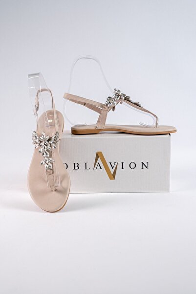 Oblavion Lavion Beige Crystal Stone Daily Women's Sandals