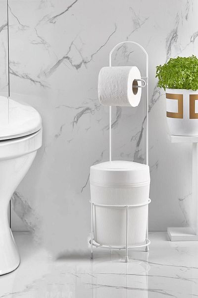 ORSA HOME 380 Λευκός στρογγυλός κάδος θήκη χαρτιού WC