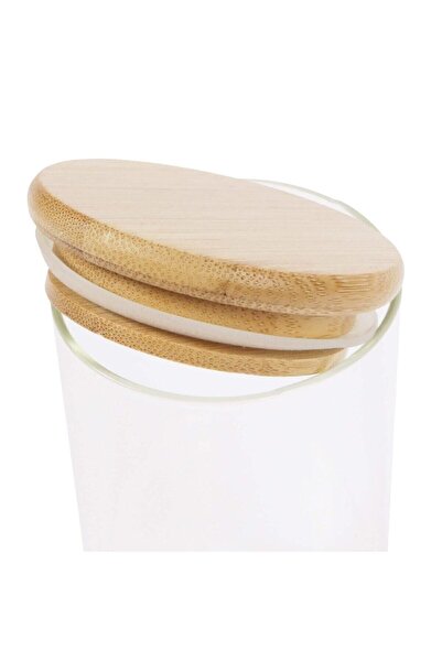 Karçiçeği Home 8 Pieces Borosilicate Glass Spice Jar with Bamboo Lid 250ml