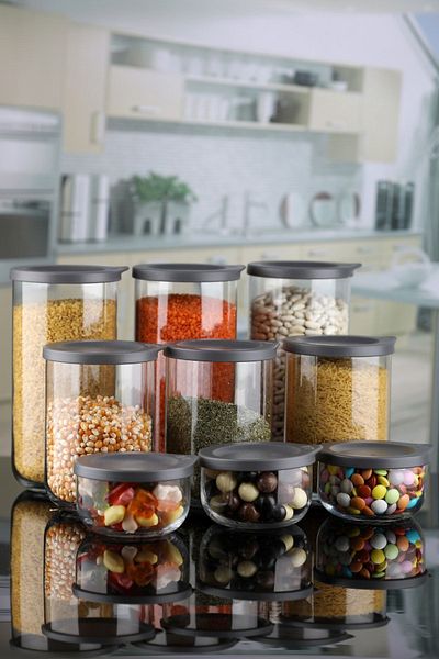 Karçiçeği Home Duo 3 Sizes 9 Pieces Storage Container Jar Set with Leak Proof Lid and Label