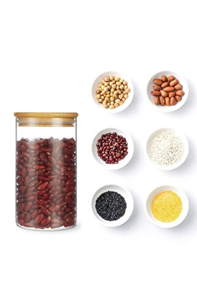 Karçiçeği Home Set of 12 250 Ml Jar Borosilicate Glass Storage Container Bamboo Vacuum Lid Spice Bowl Snack Bowl