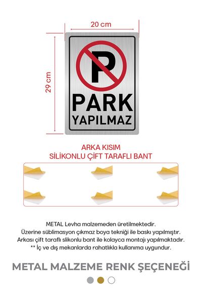 Meyart PARK YAPILMAZ METAL UYARI LEVHASI 20-29 CM