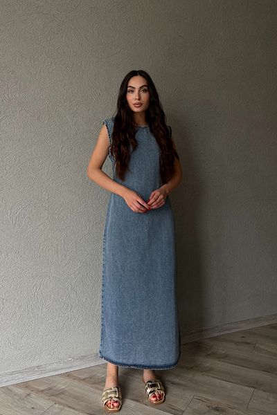 Seda Yalçın Atelier Zero Sleeve Blue Denim Dress - Snow Washed