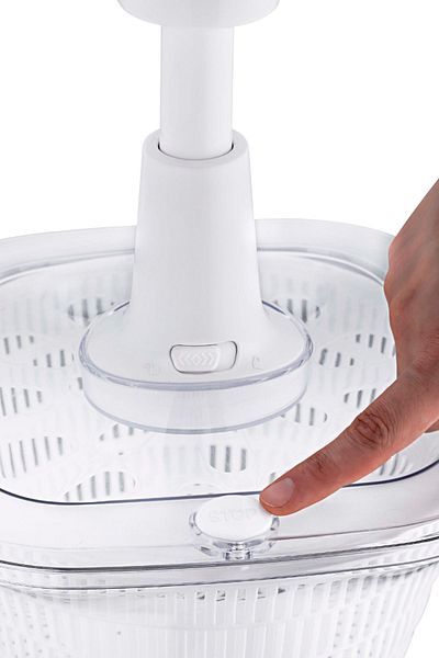 Comprox White XL Practical 6Lt Manual Vegetable Dryer Salad Greenery Dryer (with Stop Button)