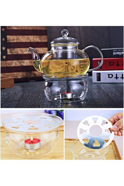 Karçiçeği Home Glass Teapot Heater - Candle Holder