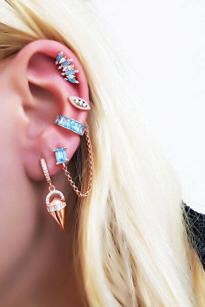 MorMajor Silver Tekli 2li Aqua Baget Tasli Kıkırdak Gümüş Kupe