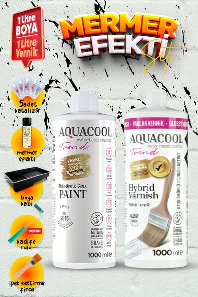 Aquacool Trend Akrilik Boya Seti - Fayans Boyama Seti - Tezgah Boyama Seti - ...