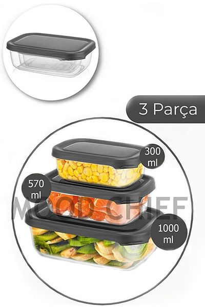 Anka Shock and Sun Resistant, 3-Piece Multi-Purpose Storage Container - 1000&570&300ml