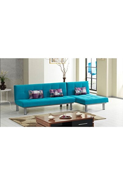 Vipa Relax Mavi Sağ Yataklı Metal Ayaklı Köşe Takımı