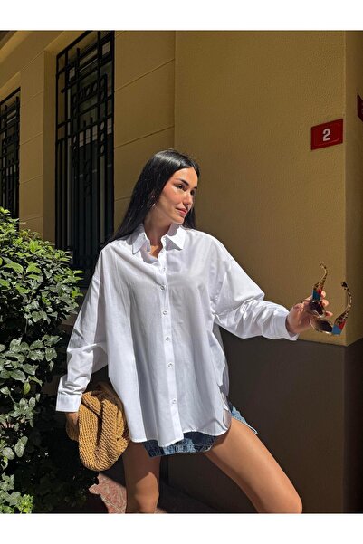 minaaise Λευκό πουκάμισο με φαρδιά κοπή Basic 27202