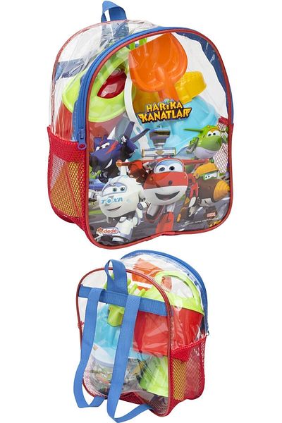 PeriYedi 8 Piece Unicorn Flamingo Printed - Beach and Sea Sand Bucket, Bucket, Shovel and Rake Water Bottle Set with Backpack