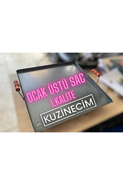 KUZİNECİM OCAK ÜSTÜ KARE SAÇ KAVURMA GÖZLEME EKMEK YUFKA BAZLAMA MANGAL KÖFTE SACI AHŞAP KULPLU