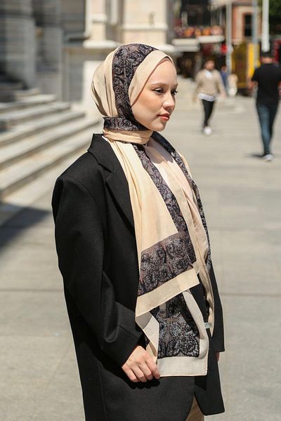 Hint İpek Cotton Silk Patterned Shawl Model - Pmkv05-02