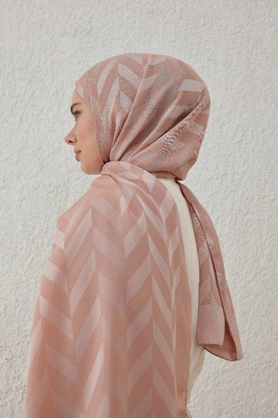 VALORSCARF Σάλι ζακάρ με μοτίβο ψαροτούρας - φτερό ροδάκινου