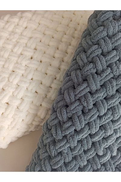 DERYAS STORE Alize Puffy Soft Hand Knitted Straw Pattern Baby Blanket