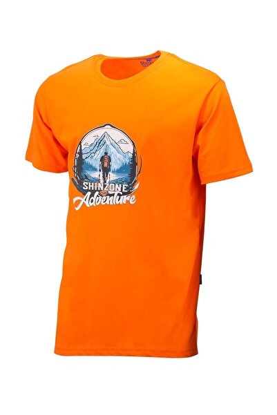 Shinzone Erkek Bisiklet Yaka Mevsimlik Adventure Baskılı Standart Fit Turuncu...