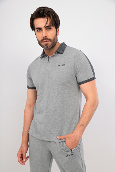FORE SPORT Men's Polo Collar Gray Melange T-shirt Set