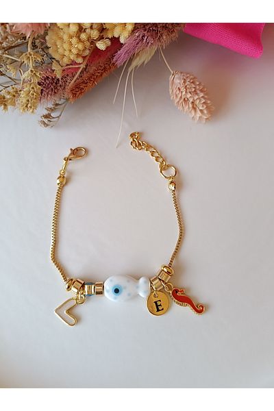 banunun takı tasarımı Glass Fish Letter Charm