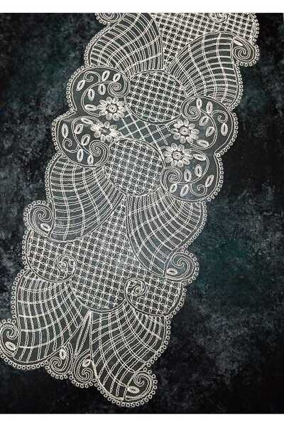 Çt Çeyizci Tekstil Γαλλική δαντέλα Λεπτομερής Μονό Τραπέζι Runner - On and Dr...