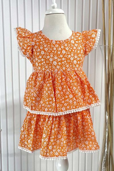 SUBU TASARIM Orange Floral Patterned Dress - MDVK118