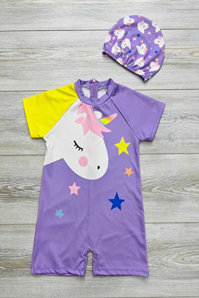 My Kids Wear Fermuarlı Boneli Kız Çocuk Mayo Takımı