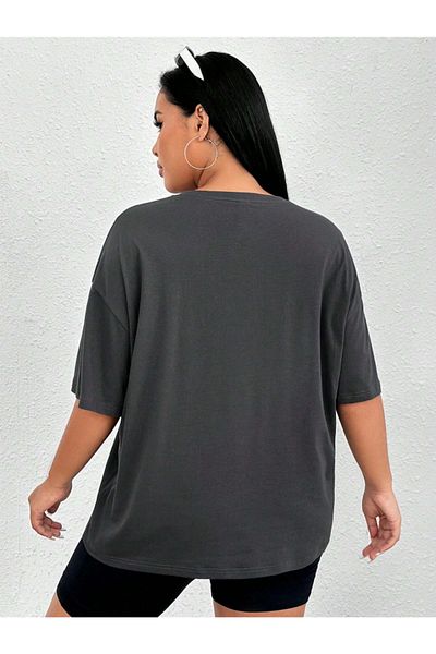 Revasser MALİBU Πολύχρωμο Oversize Βαμβακερό χτενισμένο γυναικείο μπλουζάκι - Crew Neck