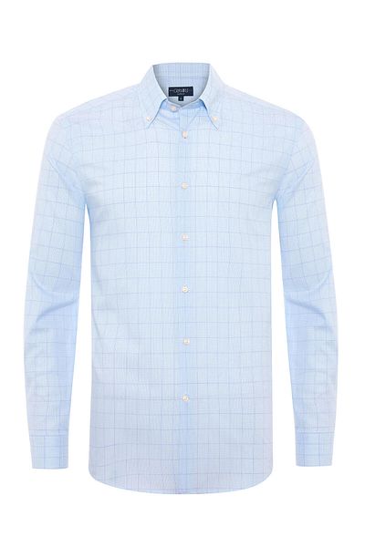 Germirli Albini Natural Stretch - Blue Patterned, Tailor Fit Organic Cotton Shirt