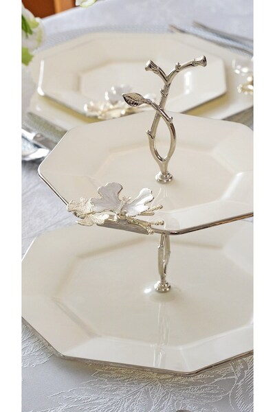 Glore Octagon Cream Platinum Gilded Dolmabahce Glass Cookies