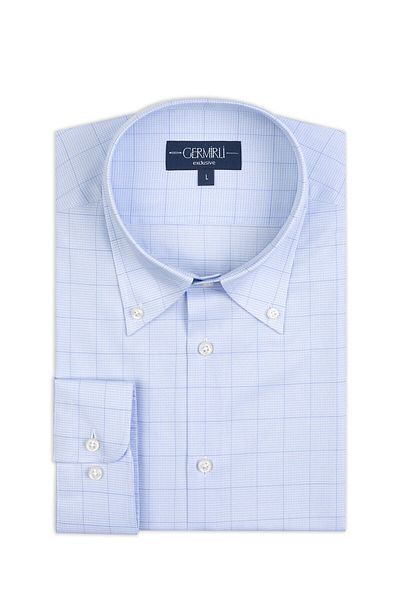 Germirli Albini Natural Stretch - Blue Patterned, Tailor Fit Organic Cotton Shirt