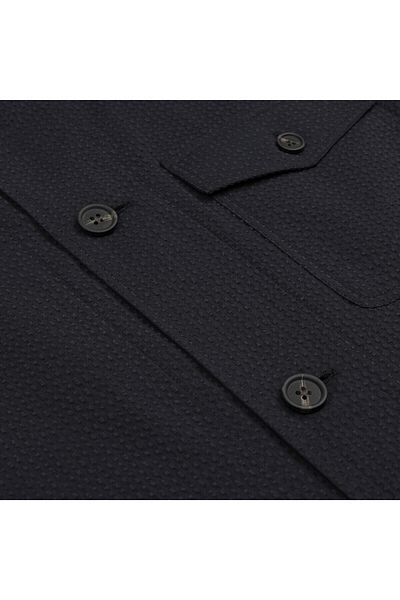 Germirli Beyoğlu Tailor Fit Seersucker Jacket Shirt - Black Cotton